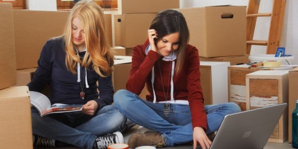 two girls moving