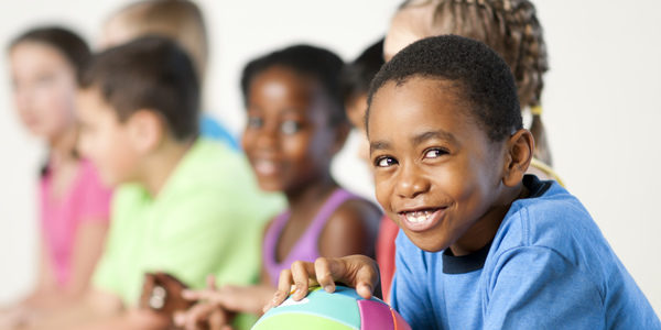 Diverse elementary gym class